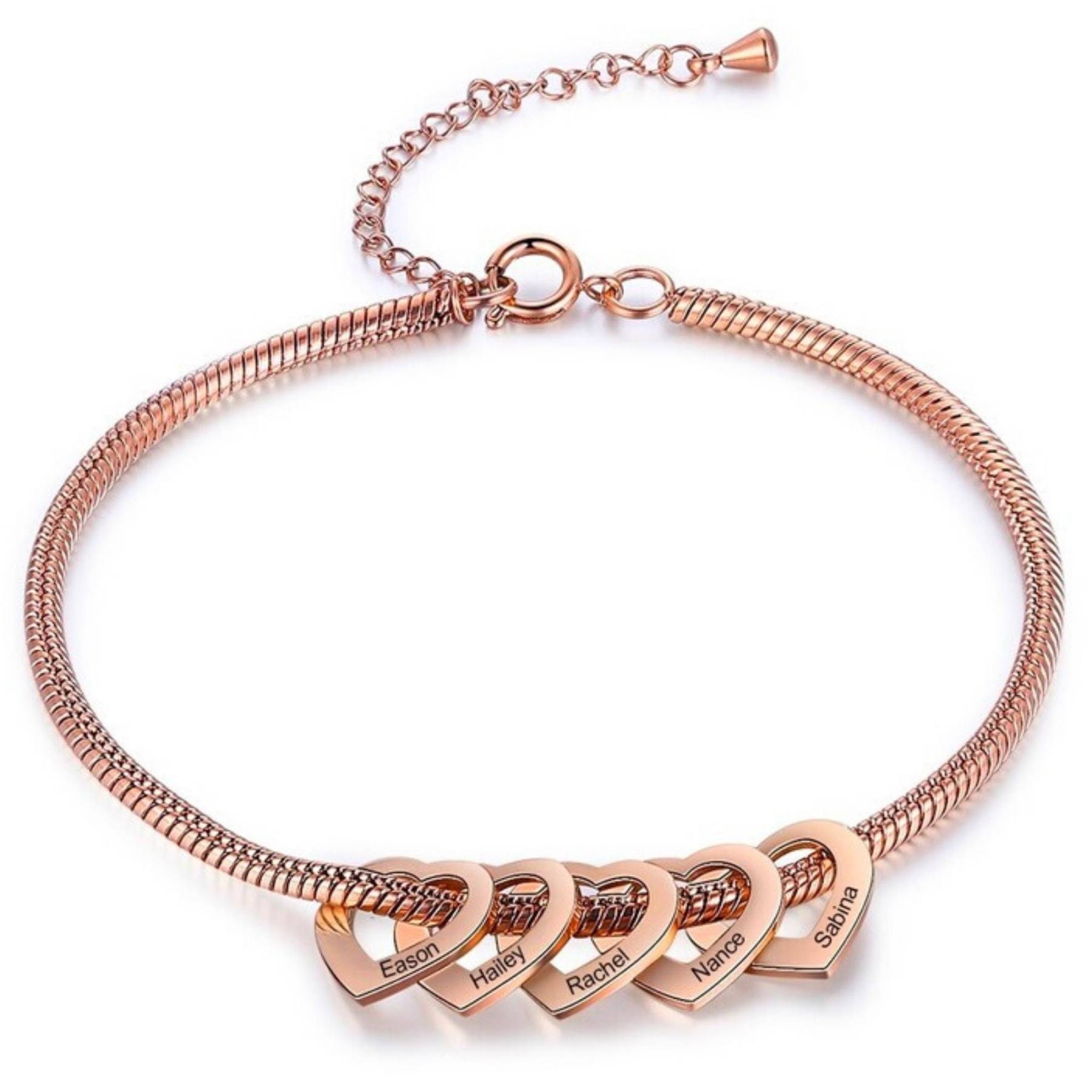 Personalized Hearts Bracelet for Mom with Kids Names