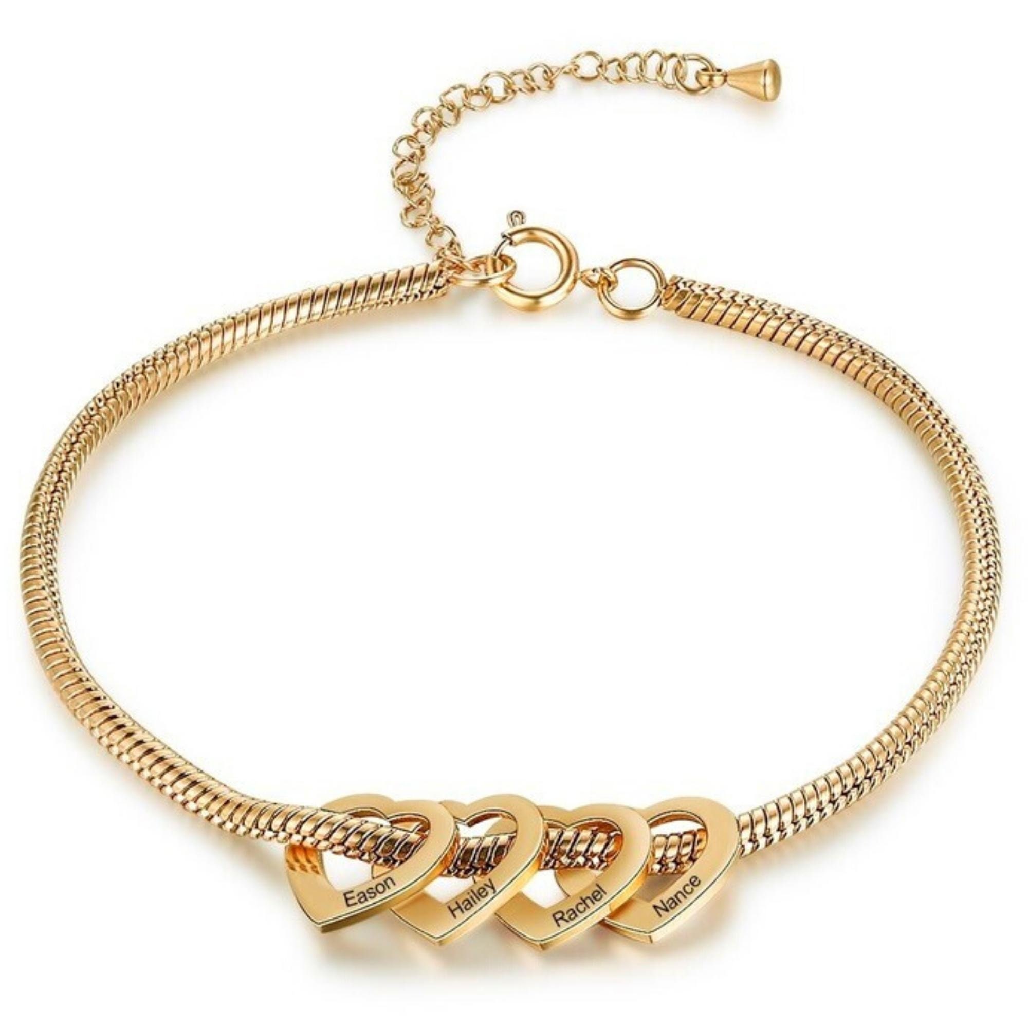 Personalized Hearts Bracelet for Mom with Kids Names