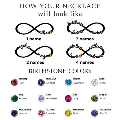 Personalized Infinity Mom Kids Name Birthstone Necklace