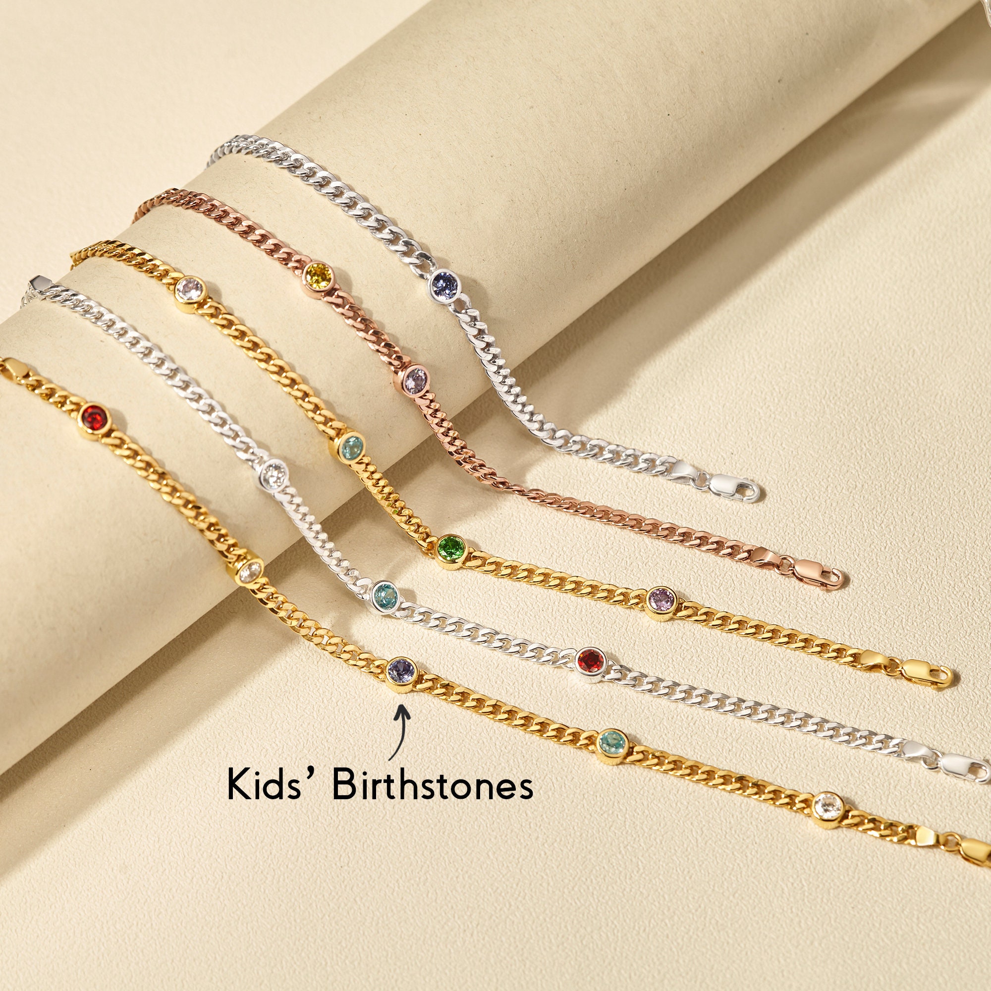 Custom Family Birthstone Bracelet for Mom