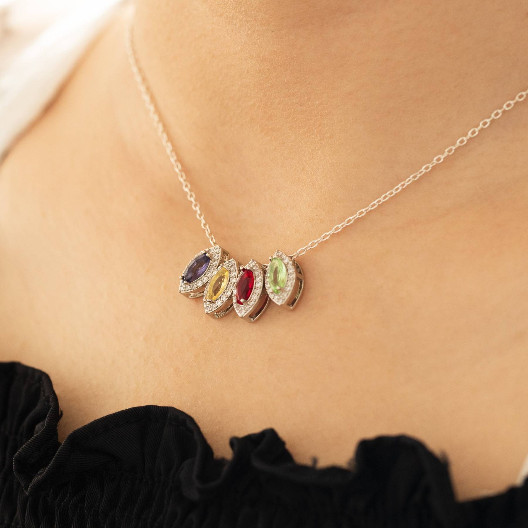 Personalized Family Minimalist Birthstone Necklace