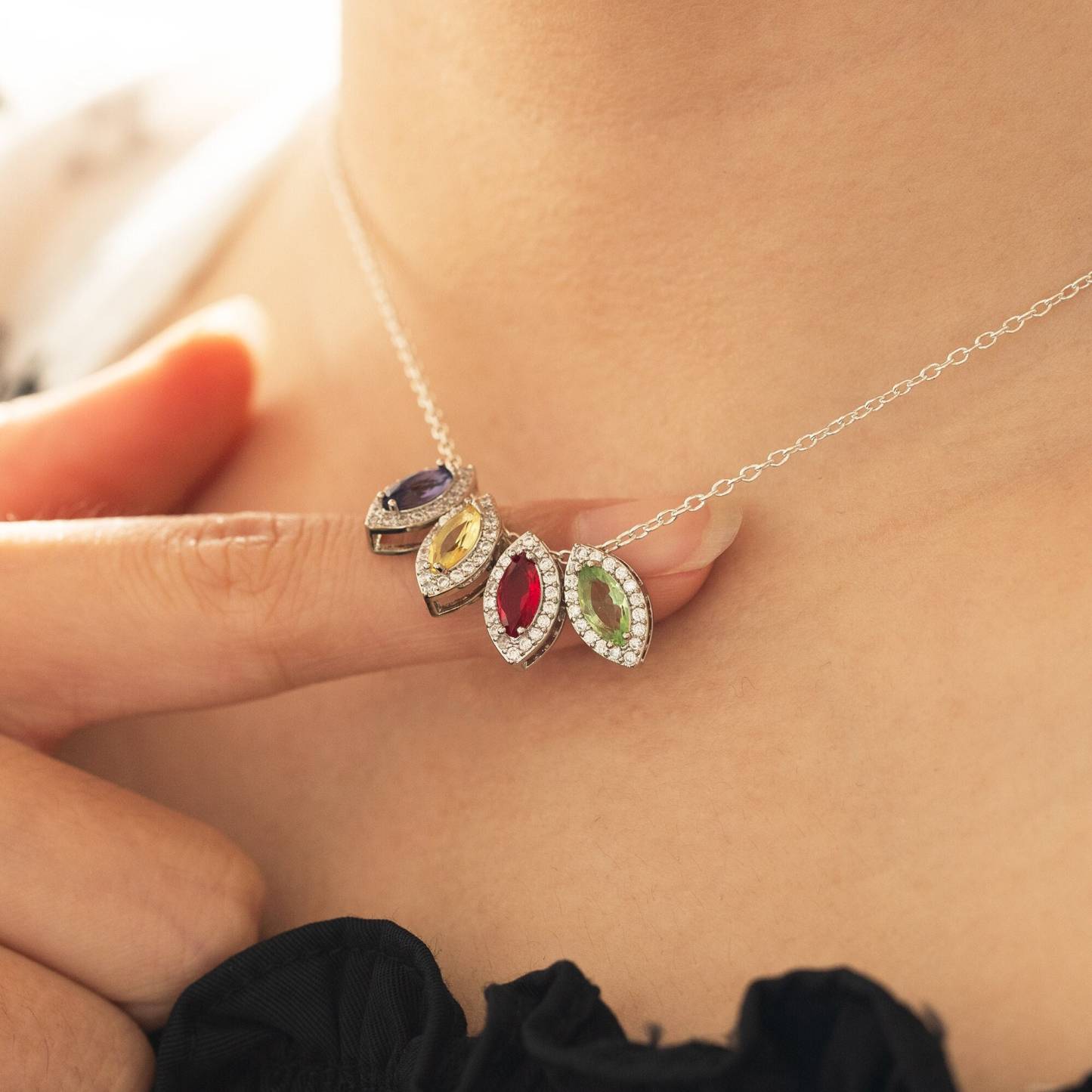 Personalized Family Minimalist Birthstone Necklace