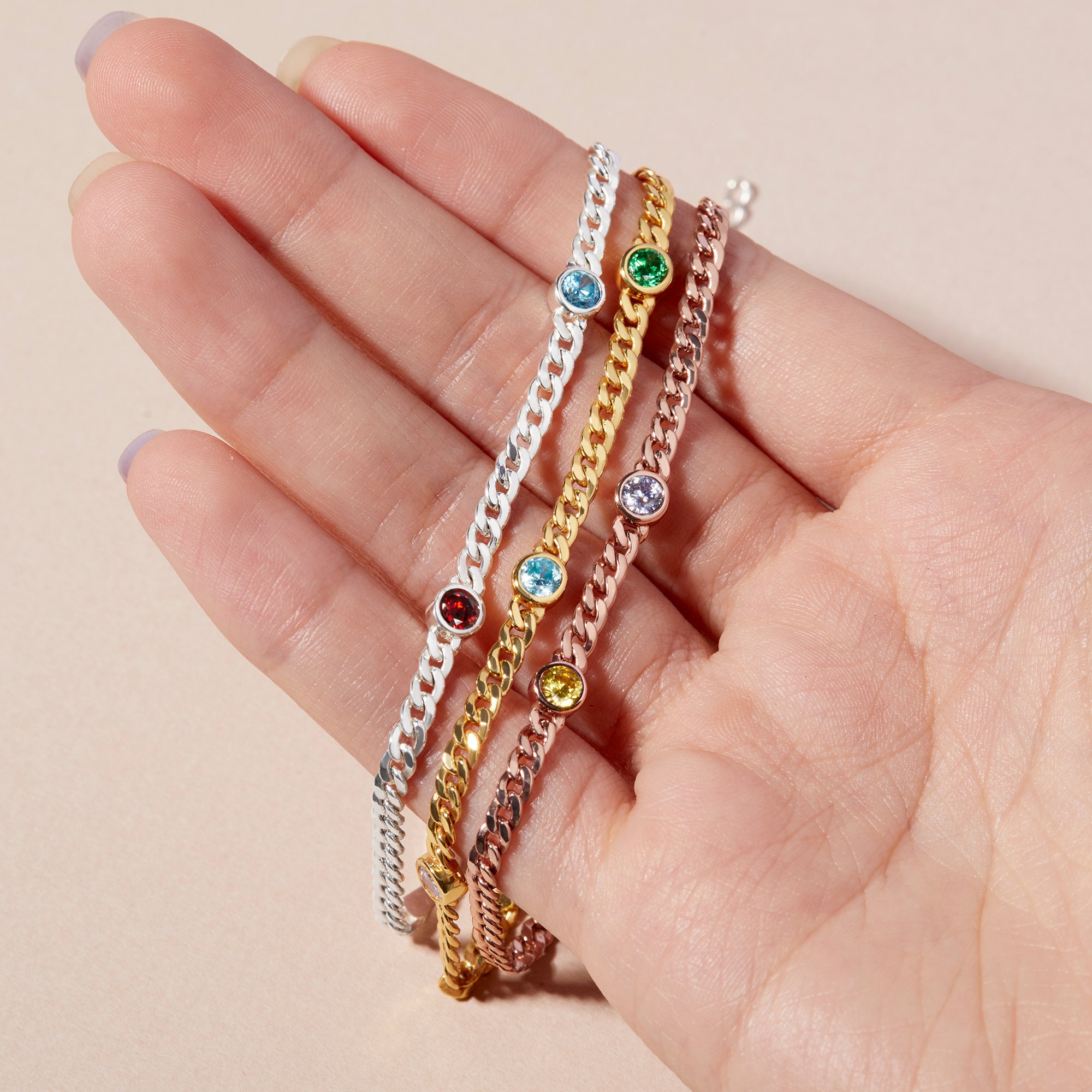 Custom Family Birthstone Bracelet for Mom