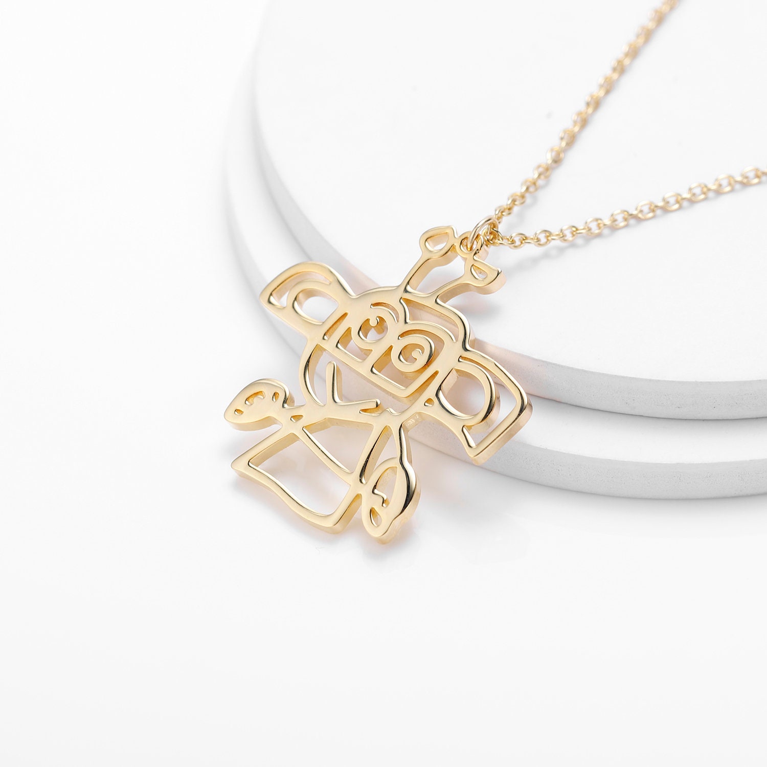 Christmas Gift Children's Drawing Necklace Kids Art Photo Logo Necklace