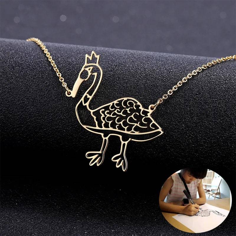 Christmas Gift Children's Drawing Necklace Kids Art Photo Logo Necklace