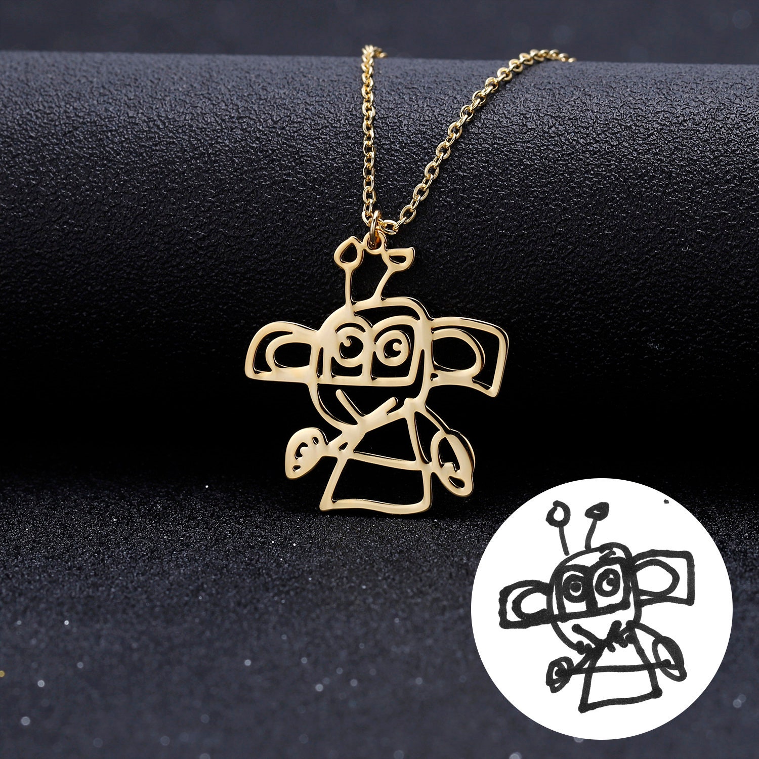 Christmas Gift Children's Drawing Necklace Kids Art Photo Logo Necklace