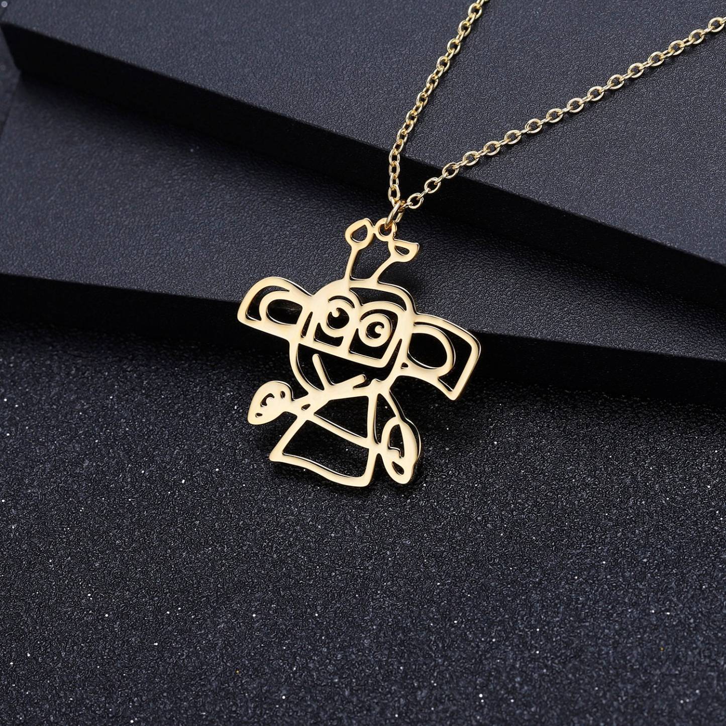 Christmas Gift Children's Drawing Necklace Kids Art Photo Logo Necklace