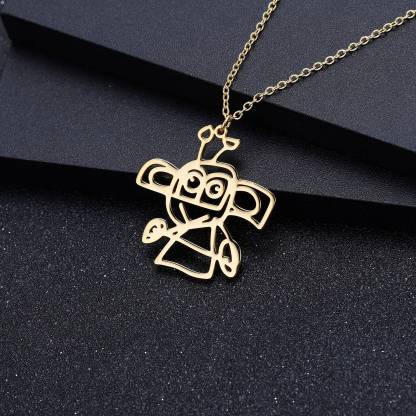 Christmas Gift Children's Drawing Necklace Kids Art Photo Logo Necklace