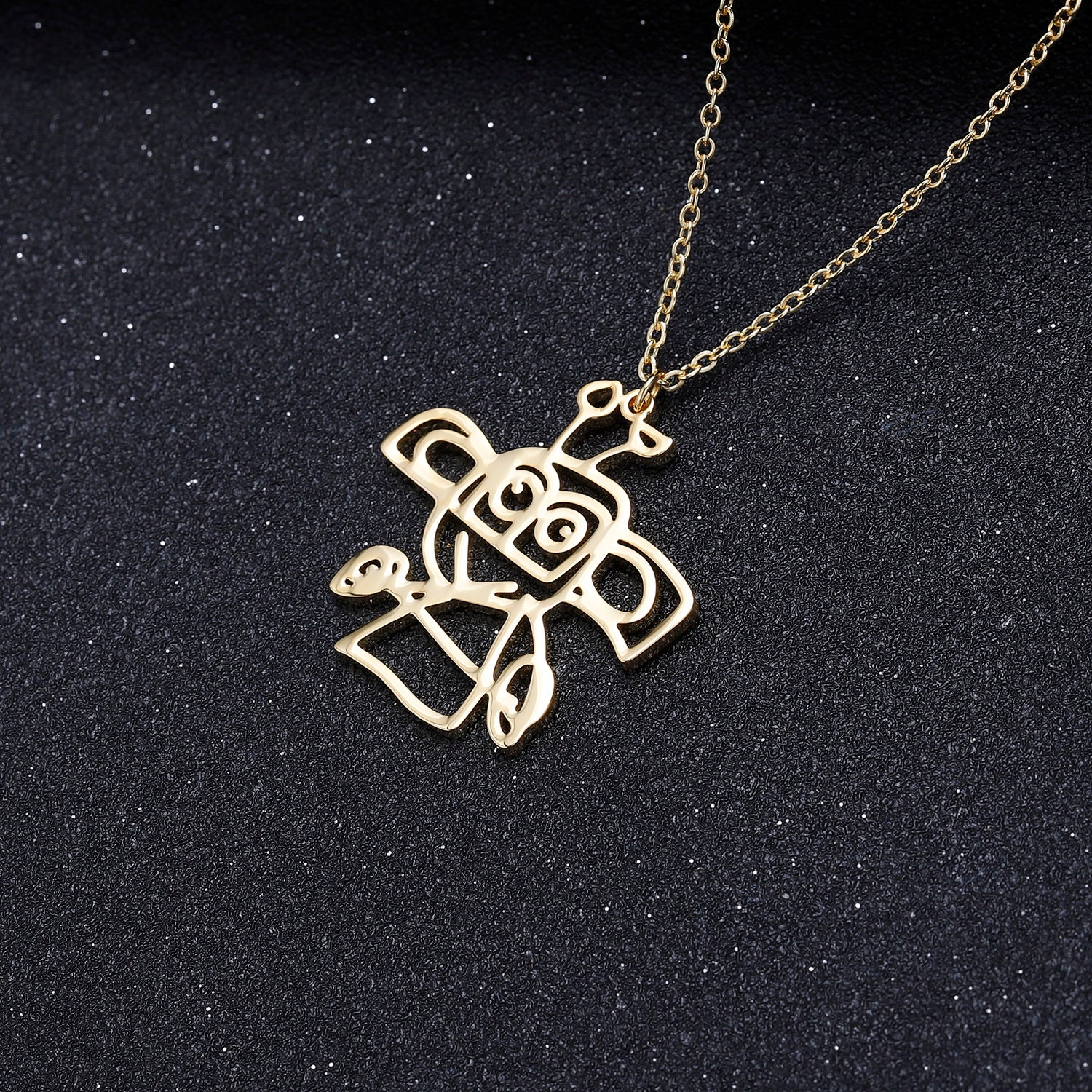 Christmas Gift Children's Drawing Necklace Kids Art Photo Logo Necklace