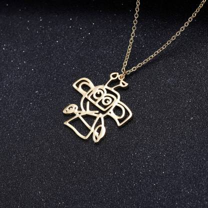 Christmas Gift Children's Drawing Necklace Kids Art Photo Logo Necklace