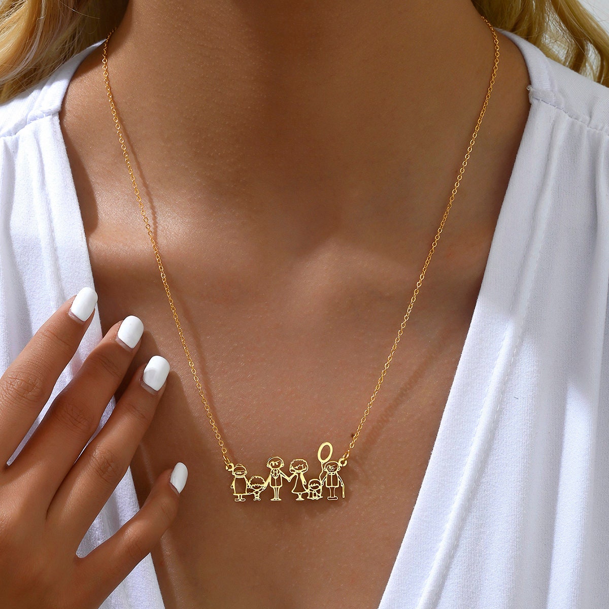 Christmas Gift Custom Actual Kids Drawing Neklace