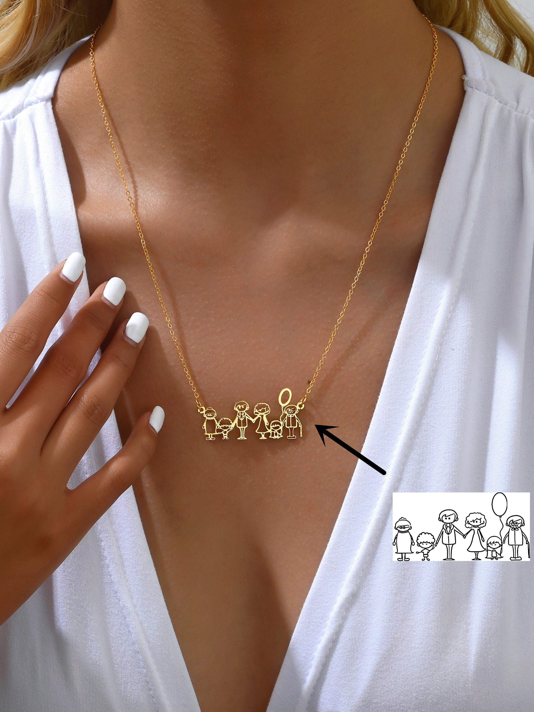 Christmas Gift Custom Actual Kids Drawing Neklace