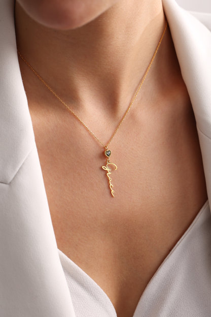 Personalized Name and Birthstone Necklace