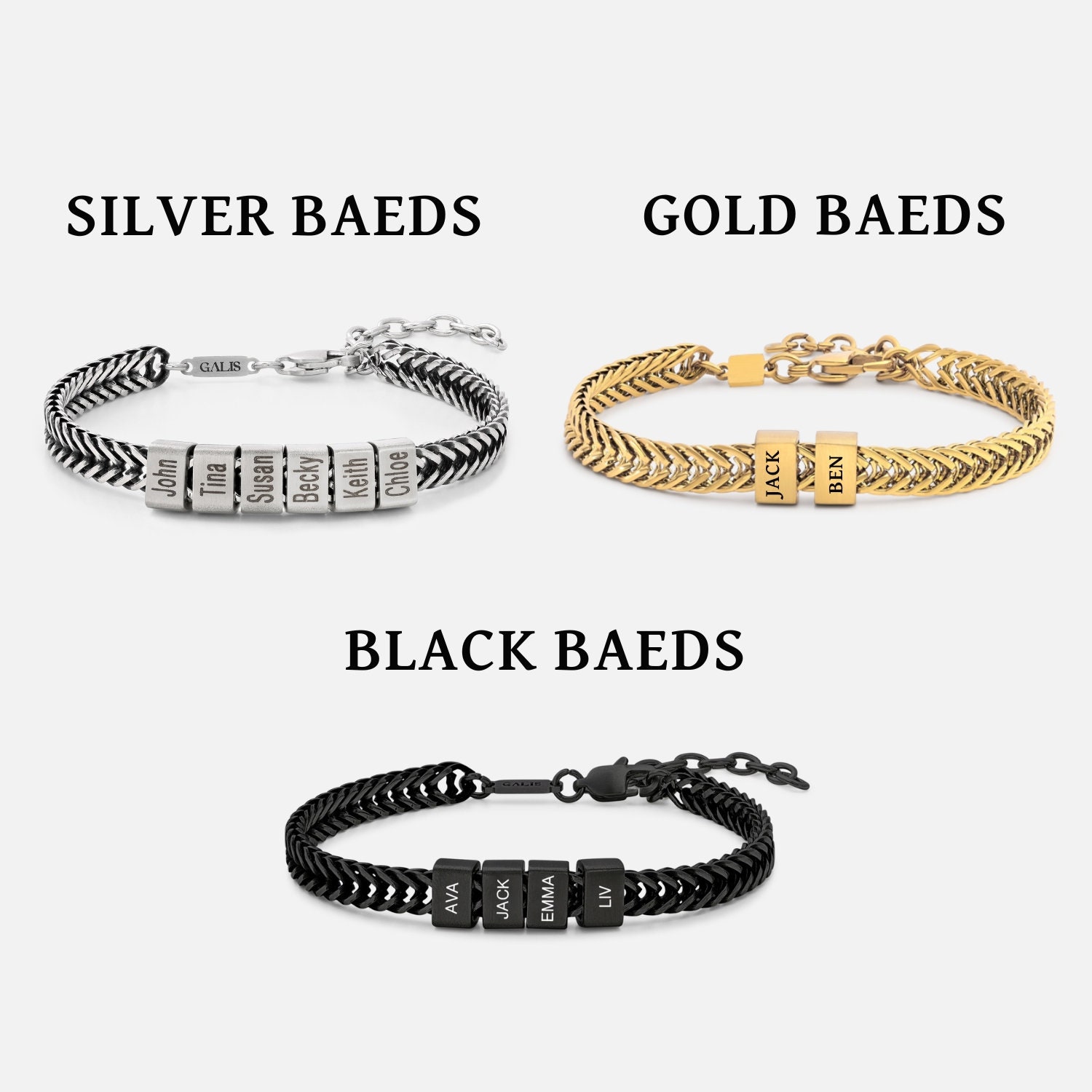 Father's Day Personalized Gold Dad Bracelet With Kids Names