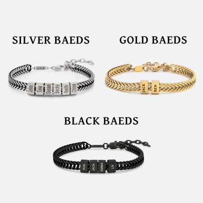 Father's Day Personalized Gold Dad Bracelet With Kids Names