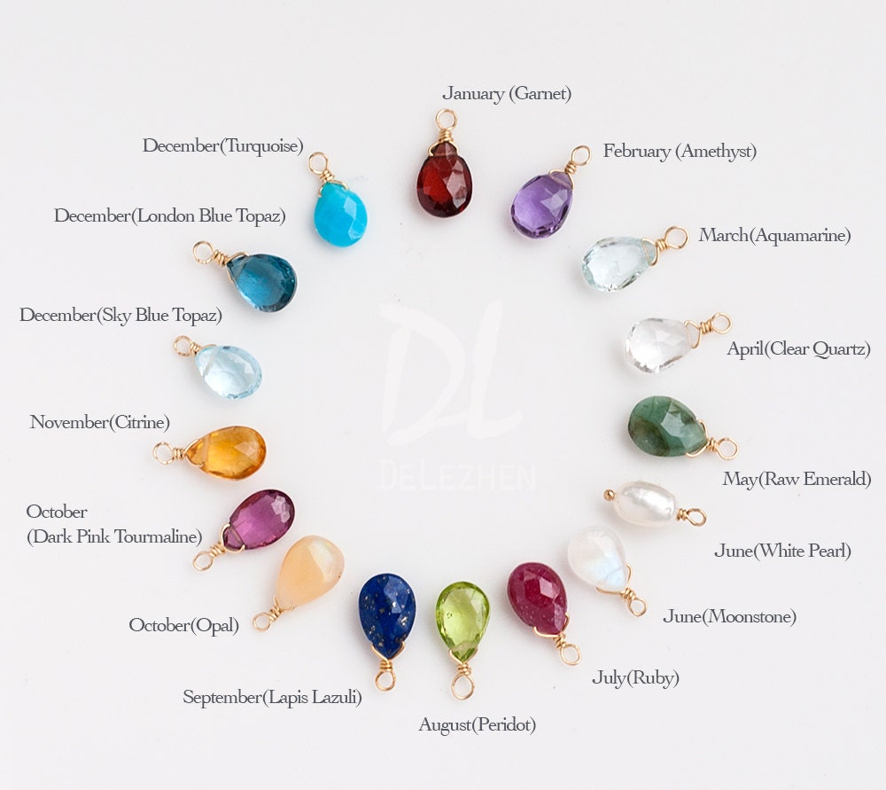 Custom Birthstone Boho Feather Charm Necklace