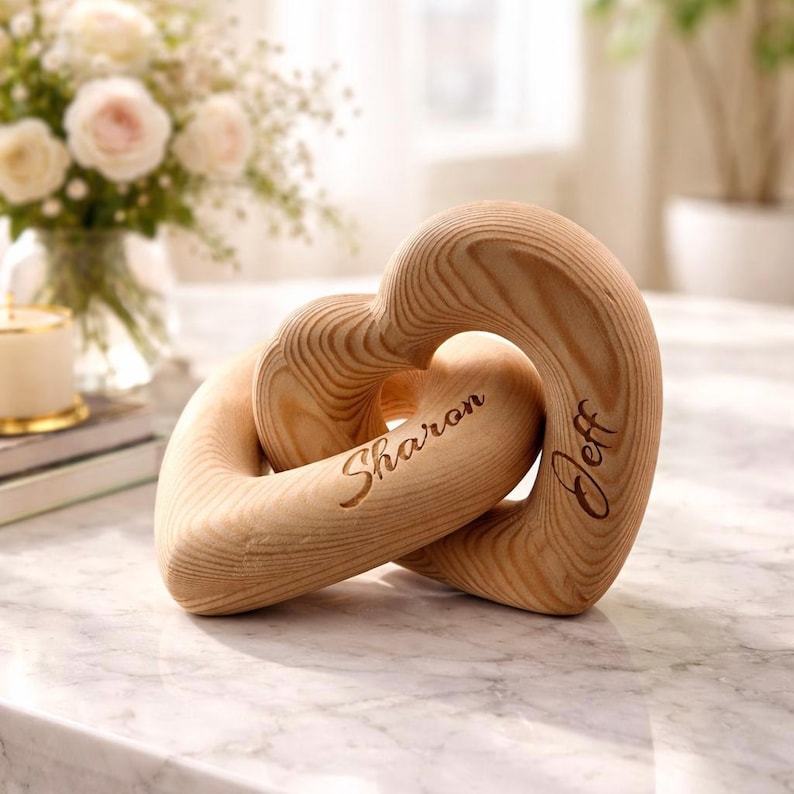Valentine’s Day Gift with Custom Names, Personalized Infinity Heart Sculpture, Romantic Couple Keepsake, Anniversary Present for Him Her