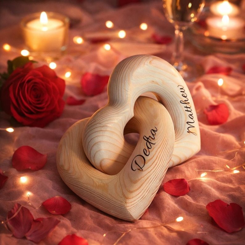 Valentine’s Day Gift with Custom Names, Personalized Infinity Heart Sculpture, Romantic Couple Keepsake, Anniversary Present for Him Her