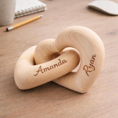 Valentine’s Day Gift with Custom Names, Personalized Infinity Heart Sculpture, Romantic Couple Keepsake, Anniversary Present for Him Her