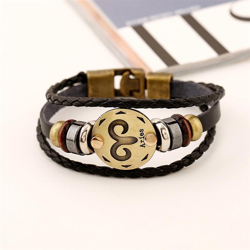 Mother's Day Gift Astrology Zodiac Braided Bracelet 2 Pack Horoscope Constellations (12 Designs) Luminous Glow In The Dark