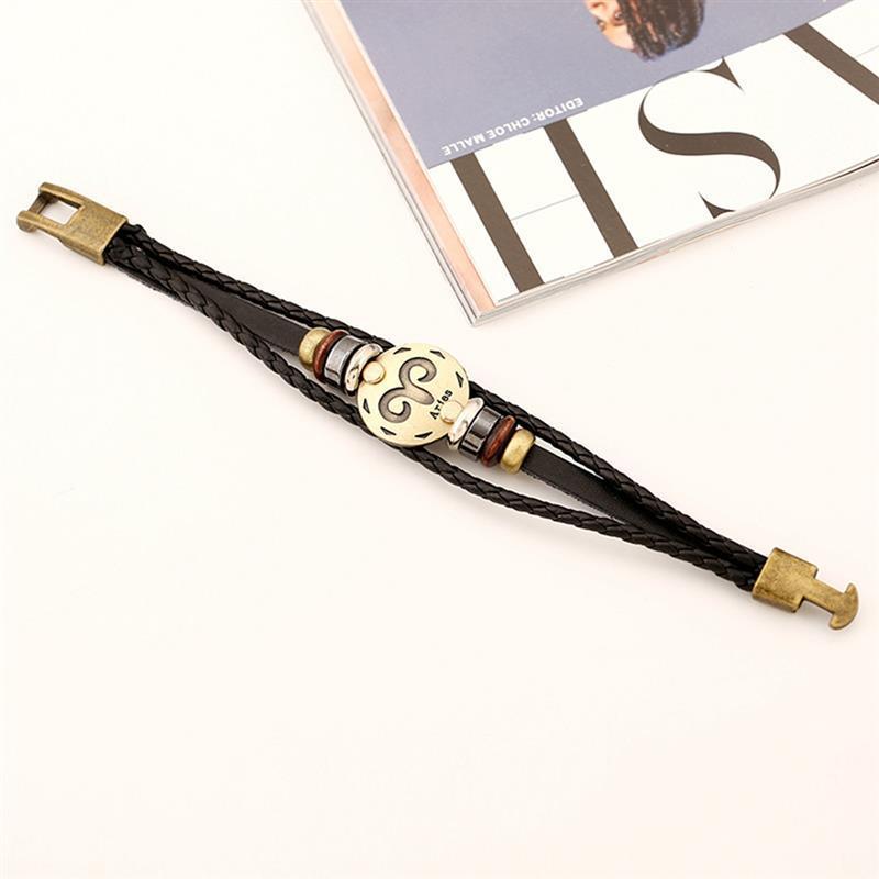 Mother's Day Gift Astrology Zodiac Braided Bracelet 2 Pack Horoscope Constellations (12 Designs) Luminous Glow In The Dark