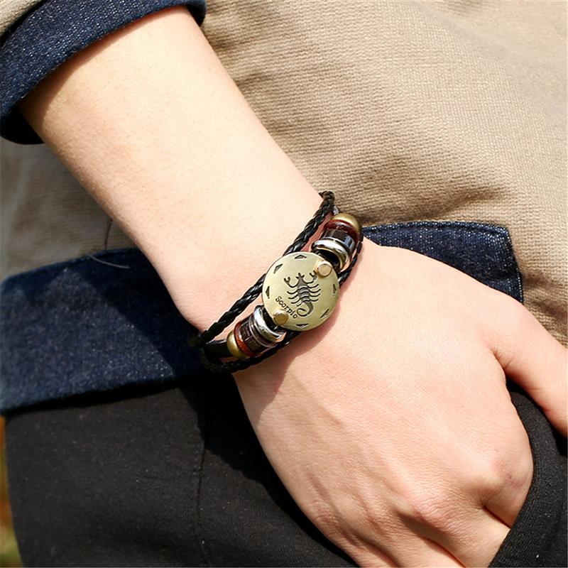 Mother's Day Gift Astrology Zodiac Braided Bracelet 2 Pack Horoscope Constellations (12 Designs) Luminous Glow In The Dark