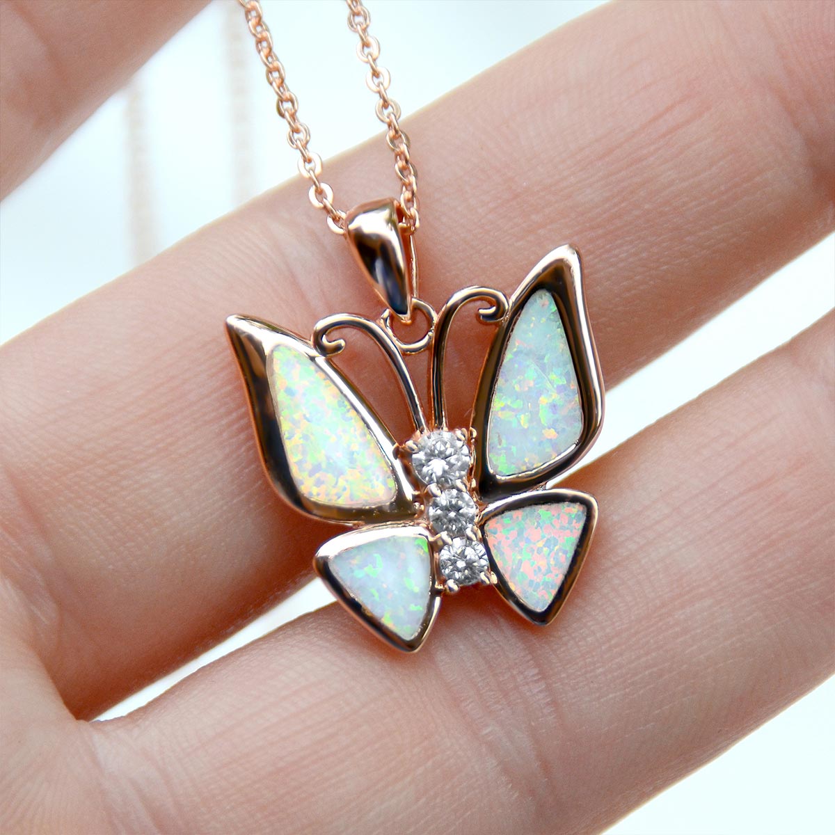 Mother's Day Be Like The Butterfly - Fire Opal Butterfly Necklace Gift Set