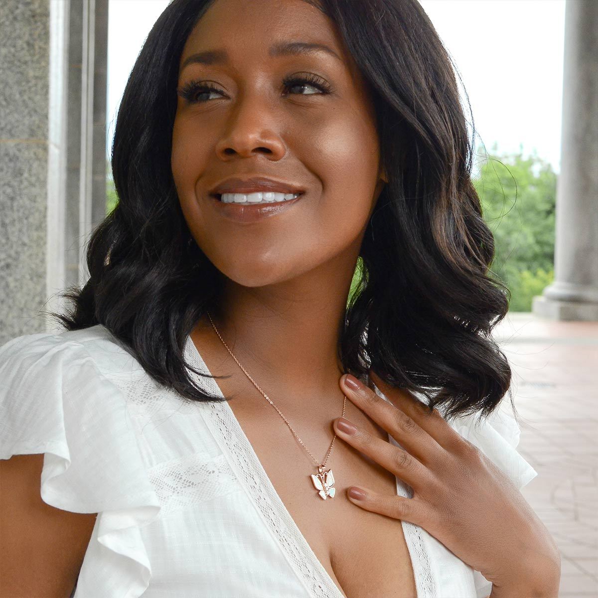 Mother's Day Be Like The Butterfly - Fire Opal Butterfly Necklace Gift Set