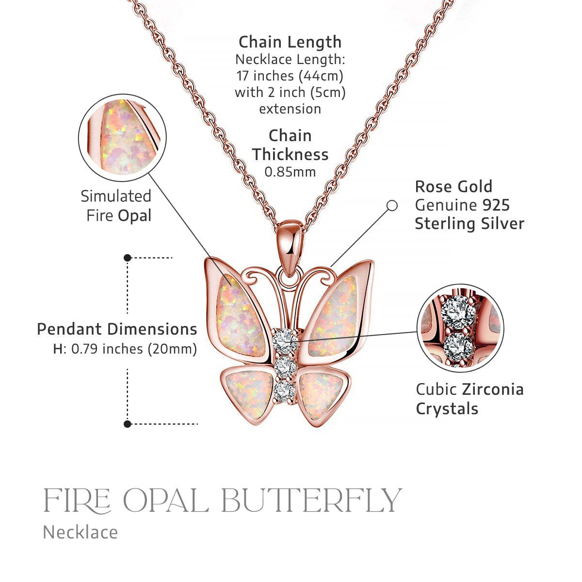 Mother's Day Be Like The Butterfly - Fire Opal Butterfly Necklace Gift Set