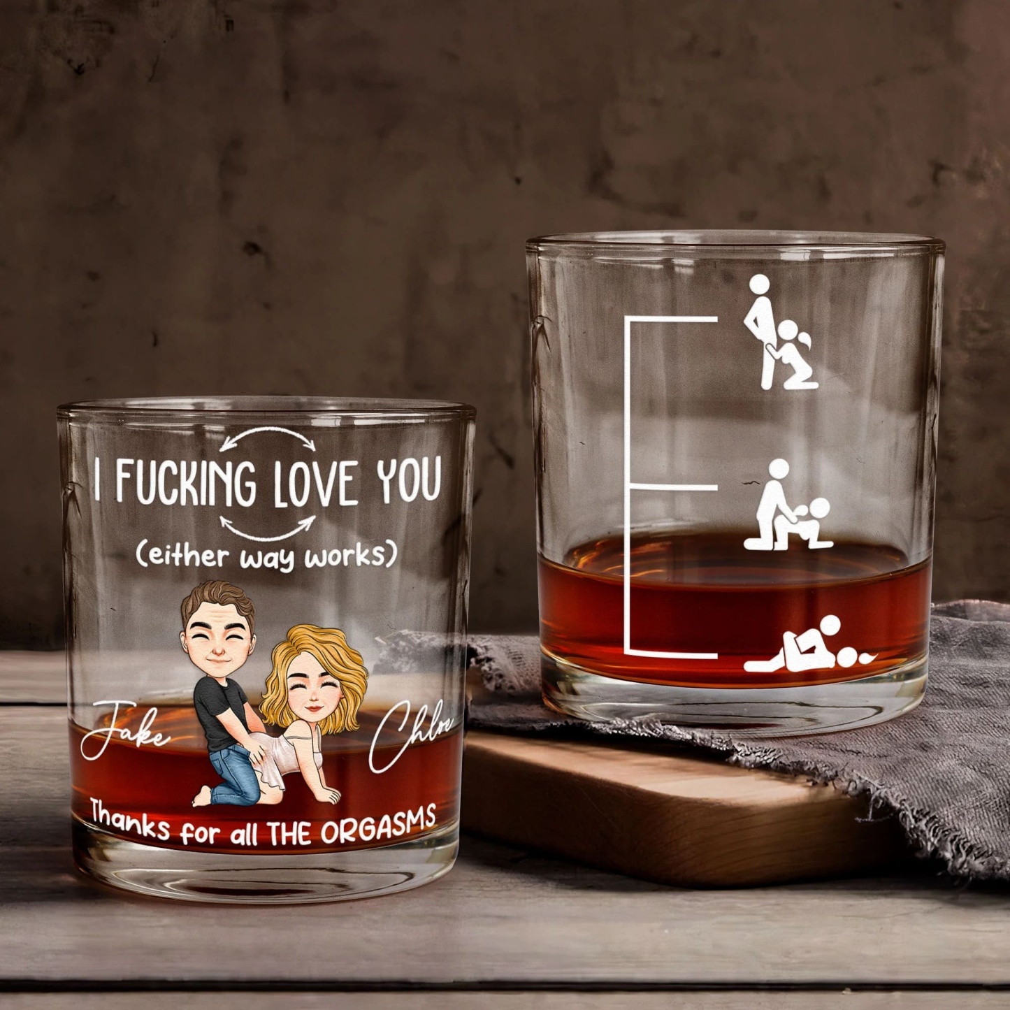 Personalized Whiskey Glass - Thanks For All The Orgasms