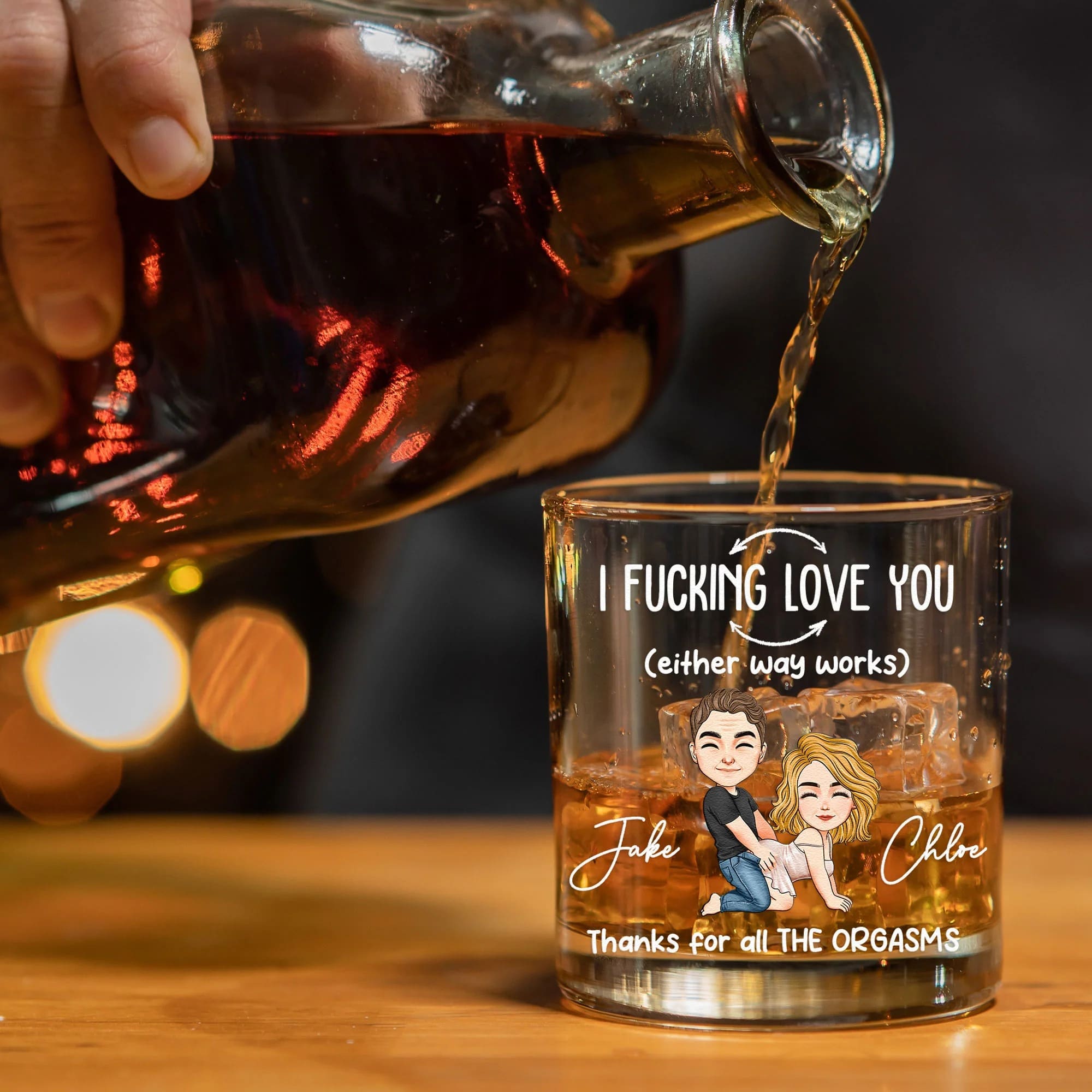 Personalized Whiskey Glass - Thanks For All The Orgasms