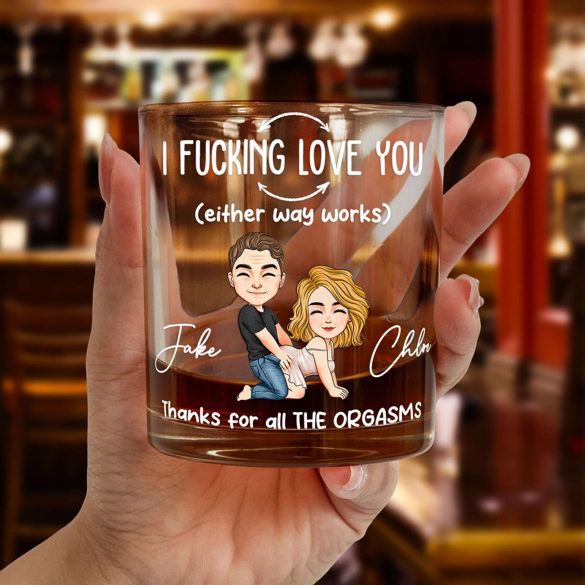 Personalized Whiskey Glass - Thanks For All The Orgasms