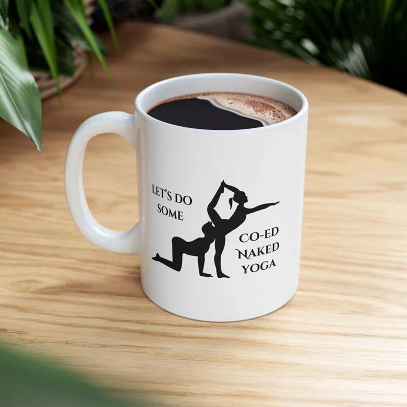 Coed Naked Yoga Ceramic Mug
