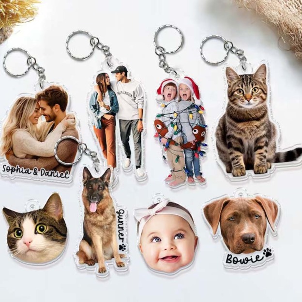Personalized Photo Keychain: Custom Acrylic Pet or Logo Charm