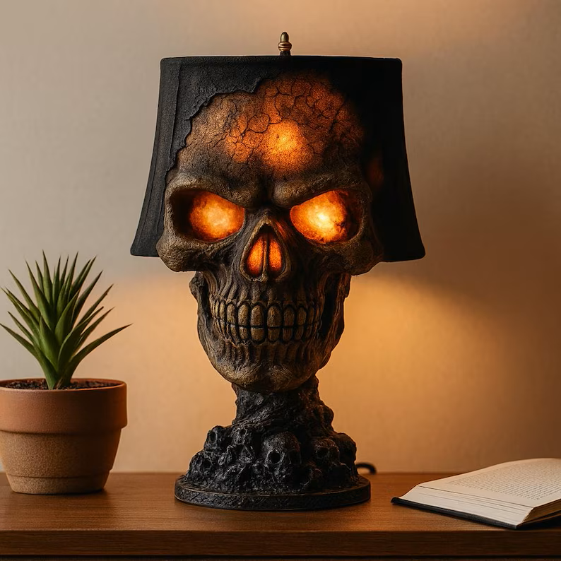 Spooky Resin Skull LED Lamp