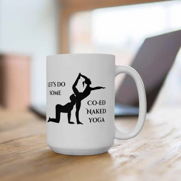 Coed Naked Yoga Ceramic Mug