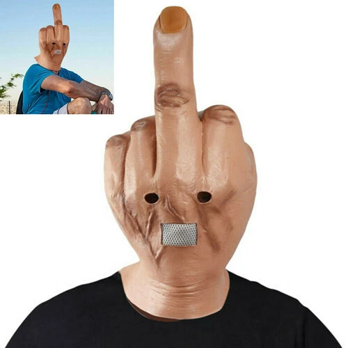 Funny contempt middle finger full head mask