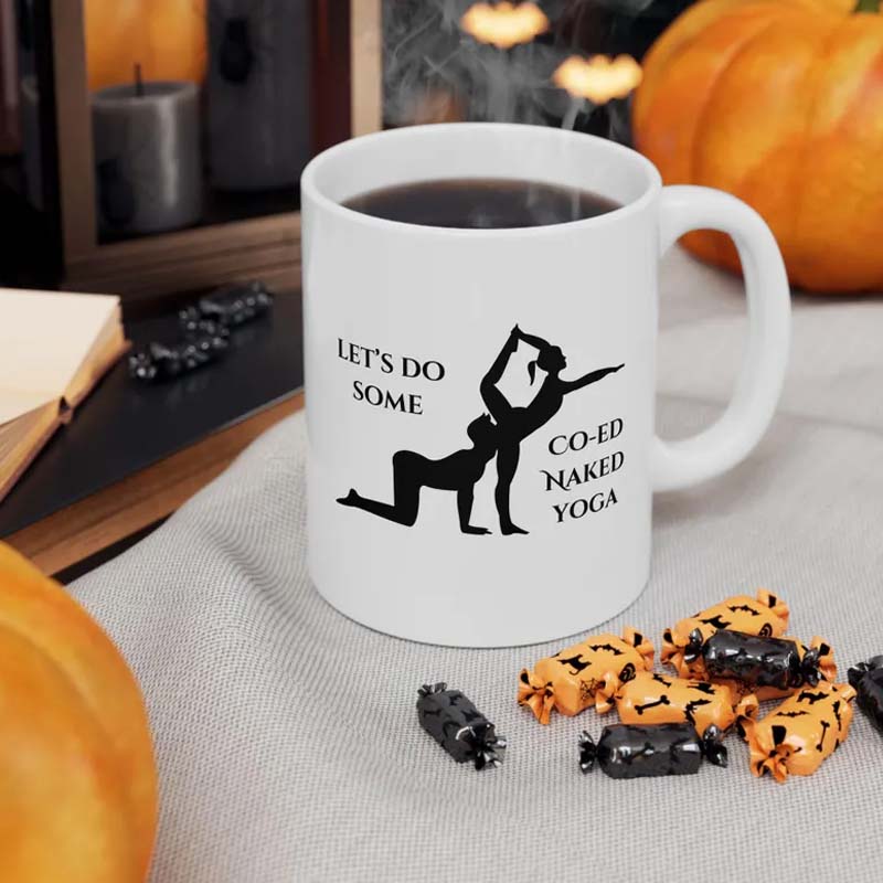 Coed Naked Yoga Ceramic Mug