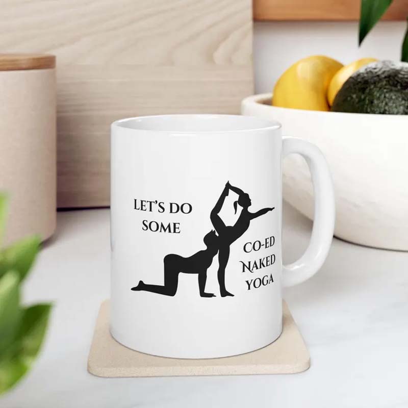 Coed Naked Yoga Ceramic Mug