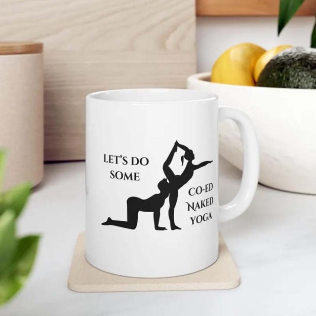 Coed Naked Yoga Ceramic Mug