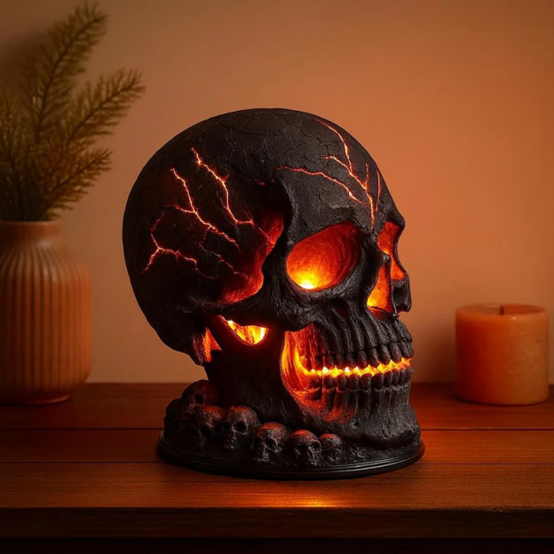 Spooky Resin Skull LED Lamp