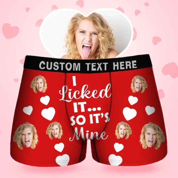 Custom Face Men's Boxer I Licked It Style Underwear
