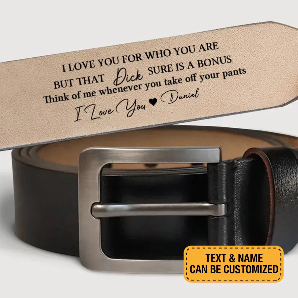 Couple - That Thing Sure Is A Bonus - Personalized Engraved Leather Belt