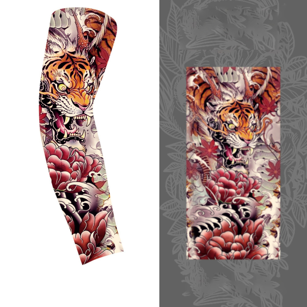 Cycling Sun Protection Tattoo High Stretch Ice Sleeve