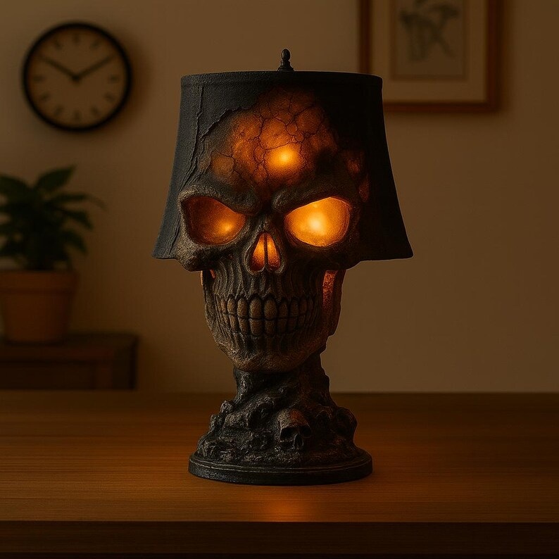 Spooky Resin Skull LED Lamp