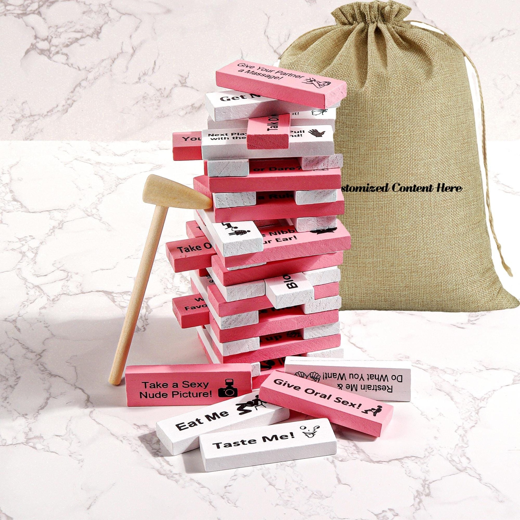 Personalized Block Tower Game for Couples 