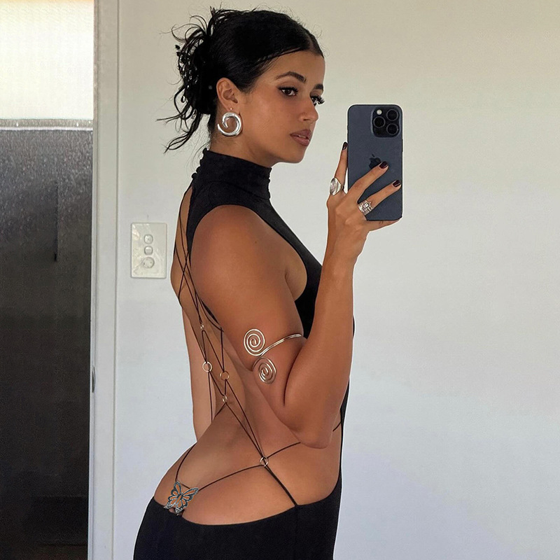 Midnight Butterfly Backless Maxi