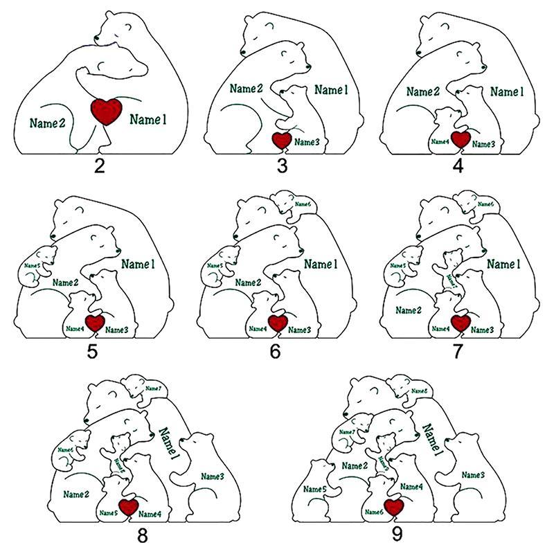 Custom Bear Family With Birth Month Flower And Kid's Names Acrylic Night Light