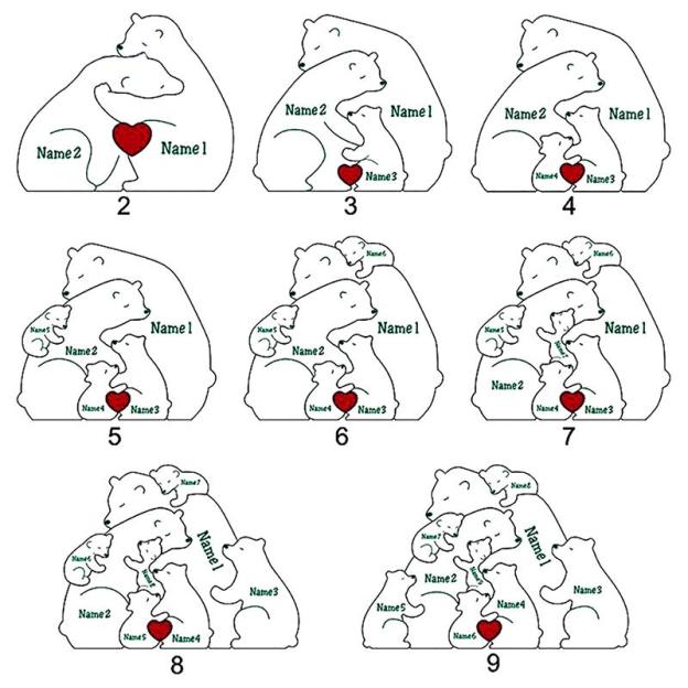 Custom Bear Family With Birth Month Flower And Kid's Names Acrylic Night Light