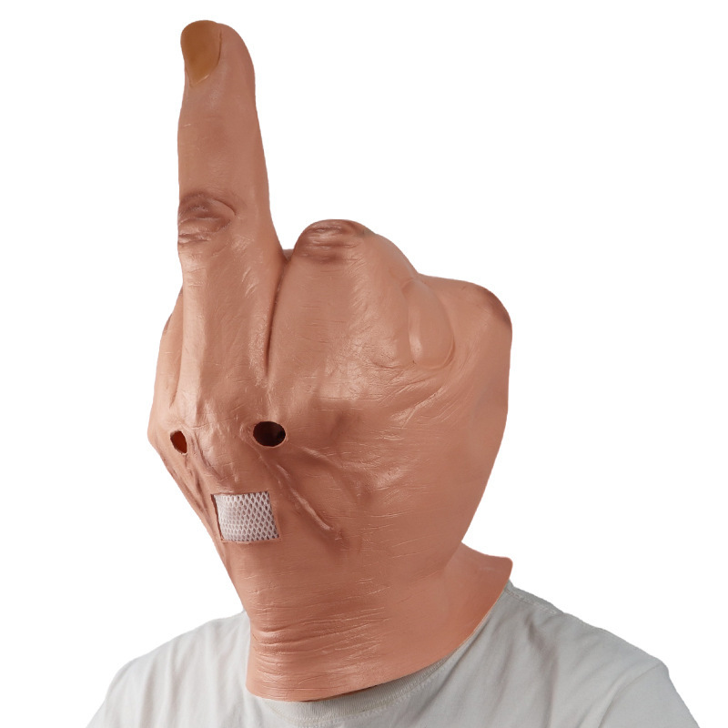 Funny contempt middle finger full head mask